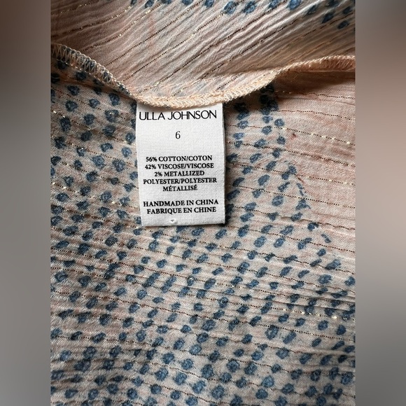 NWOT Ulla Johnson Pauline Printed Silk Chiffon Blouse Moonstone Blouse Size 6 - Picture 6 of 6